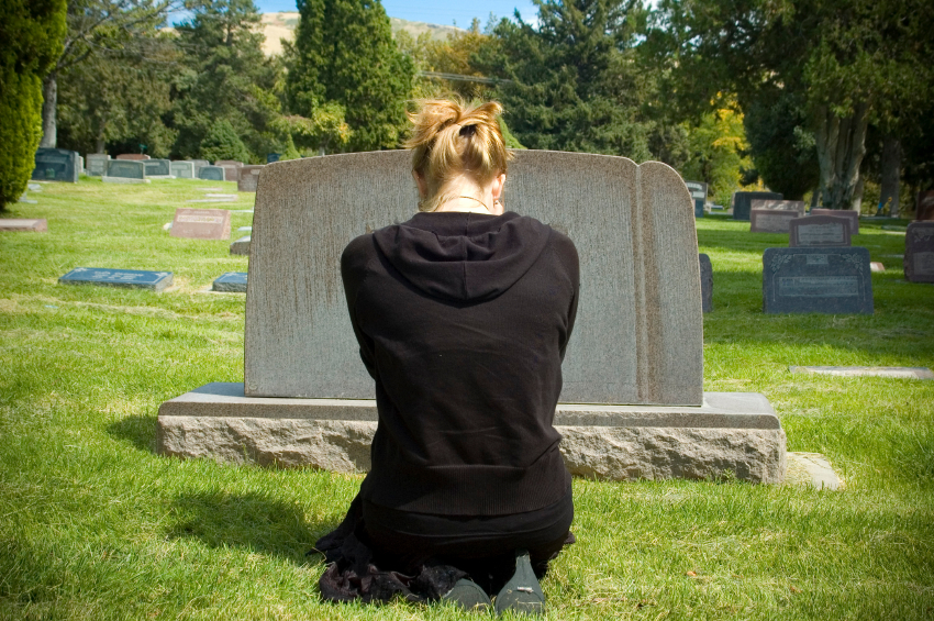 girl at grave